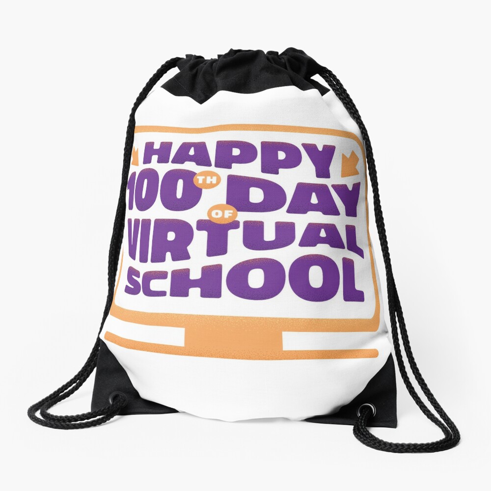 Happy 100Th Day Virtual School Drawstring Bag DSB684