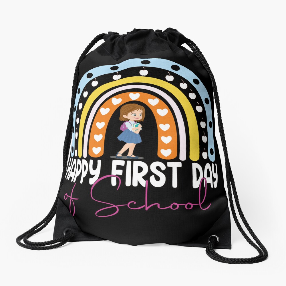 Happy 1St Day Of Kindergarten First Day Of School Teacher Drawstring Bag DSB761
