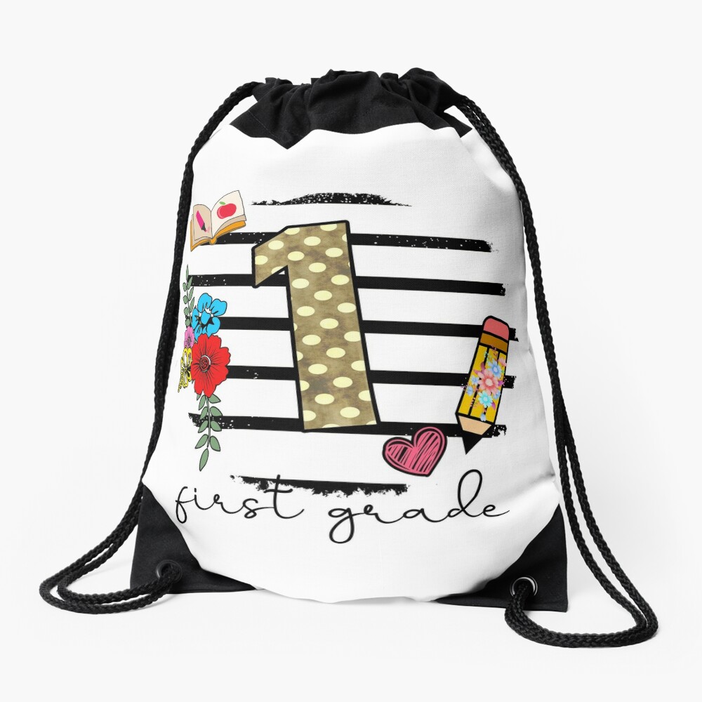 Happy First Day Of First Grade Back To School Drawstring Bag DSB218
