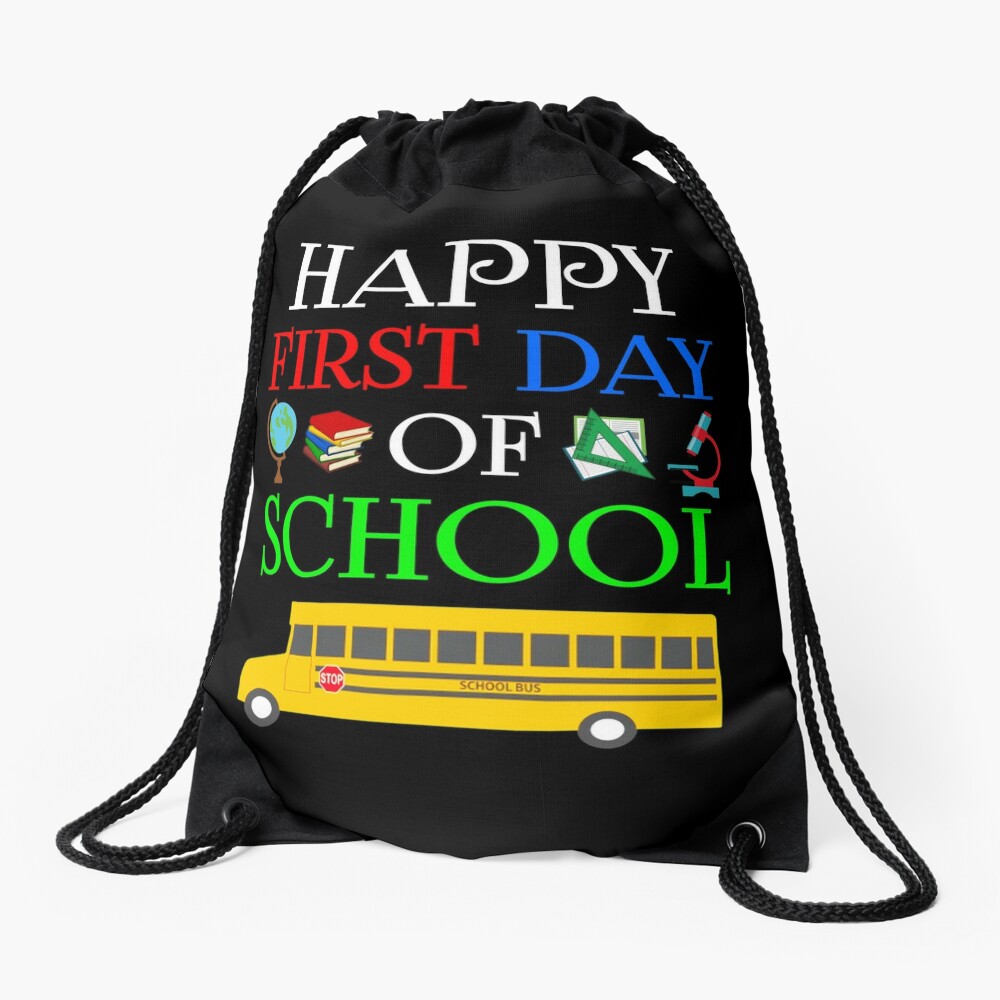 21 Happy First Day Of School 2020 Funny School Drawstring Bag DSB854