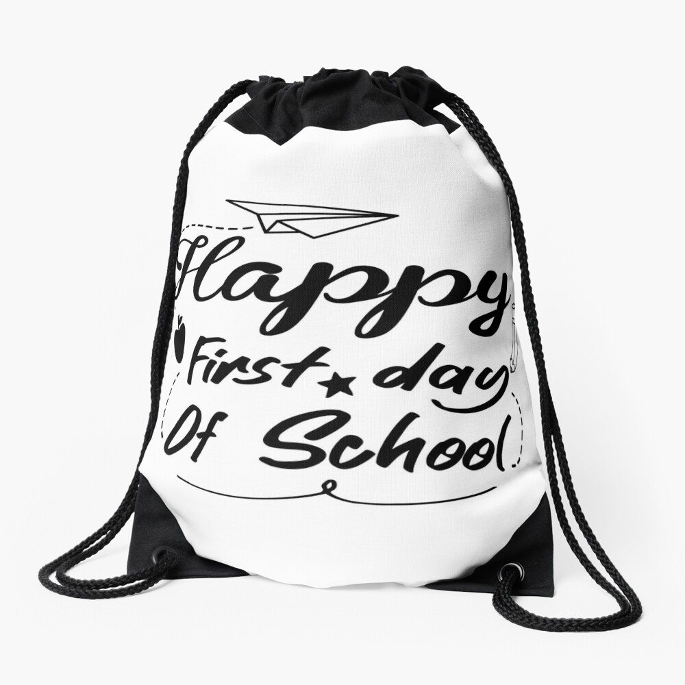 Happy First Day Of School 2023 Welcome Back To School Sticker Drawstring Bag DSB701