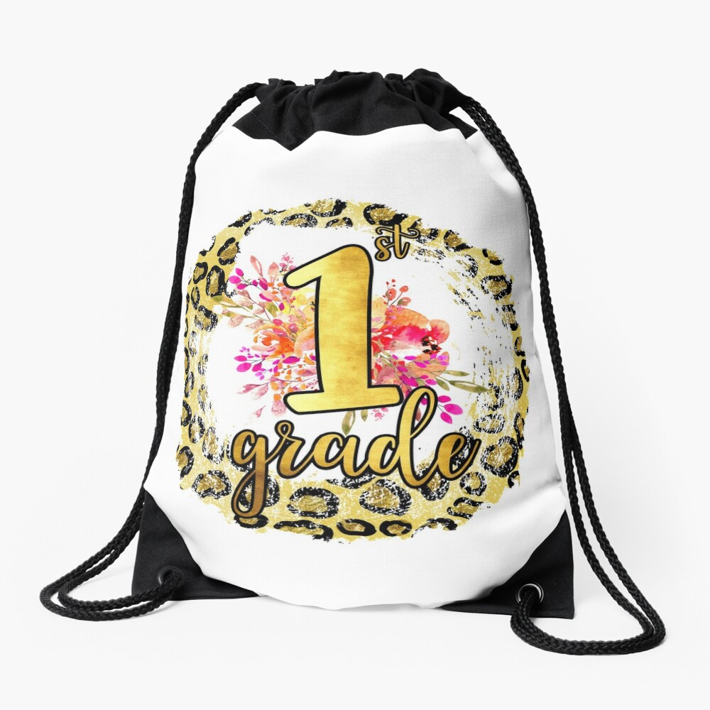 Happy First Day Of School First Grade Back To School Drawstring Bag DSB090