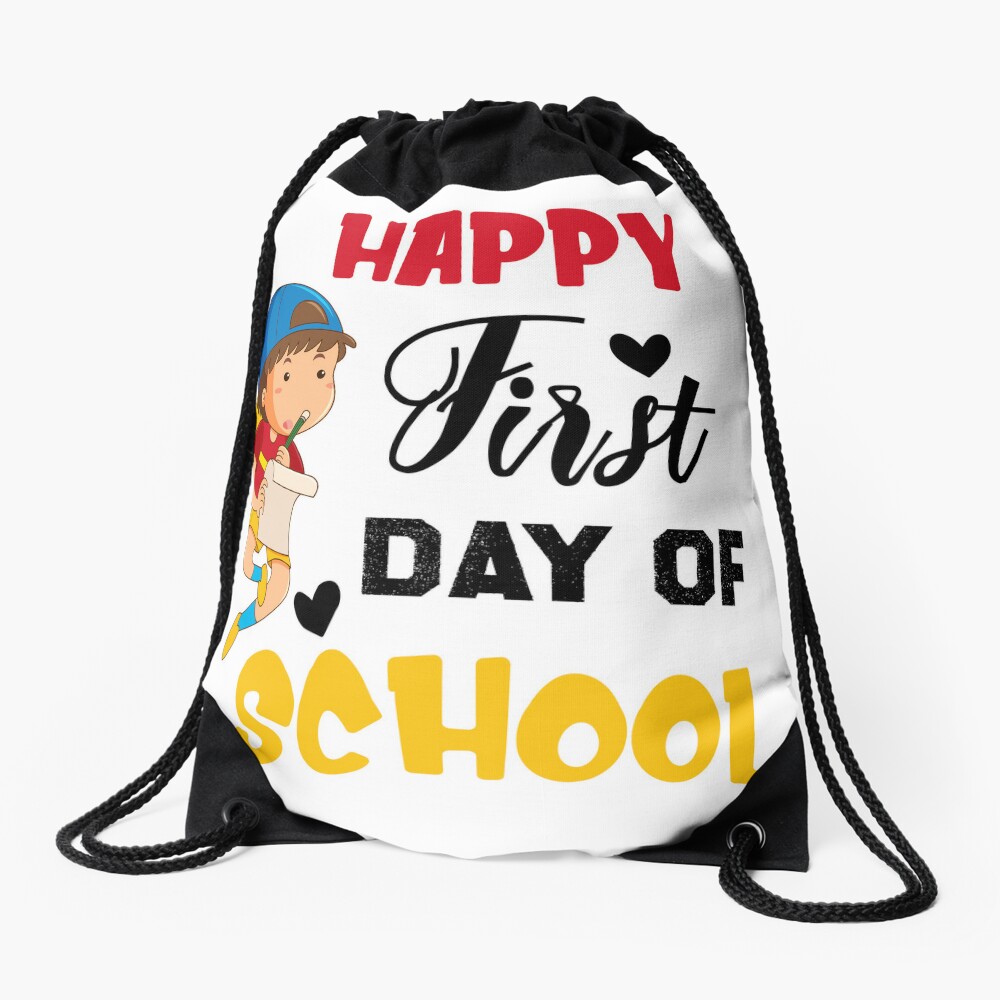 Happy First Day Of School Vibes Boys Gift Back To School Gift Drawstring Bag DSB924