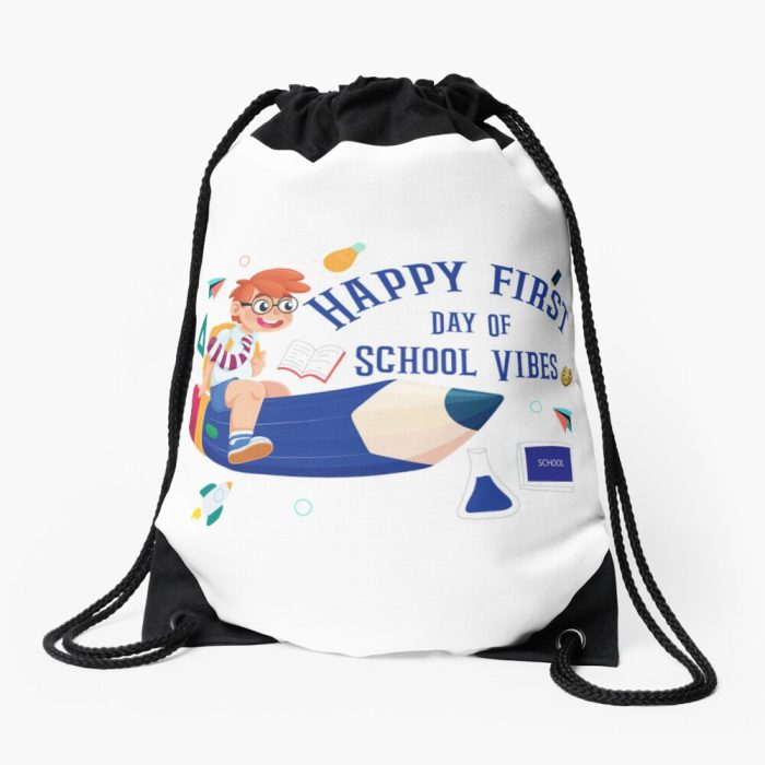 Happy First Day Of School Vibes Drawstring Bag DSB429