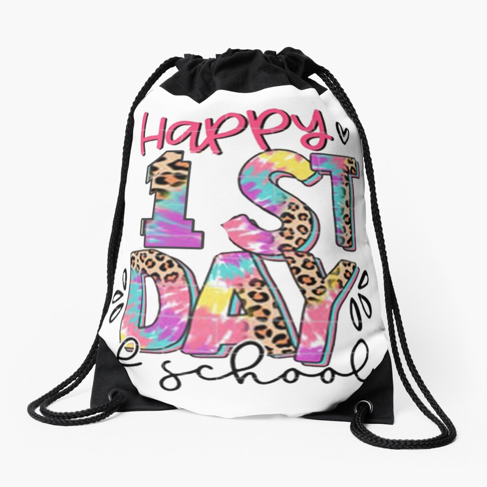 Happy First Day Of School Vibes Game Over Funny Back To School Day Designsfunny Gift For Teachers A Drawstring Bag DSB582
