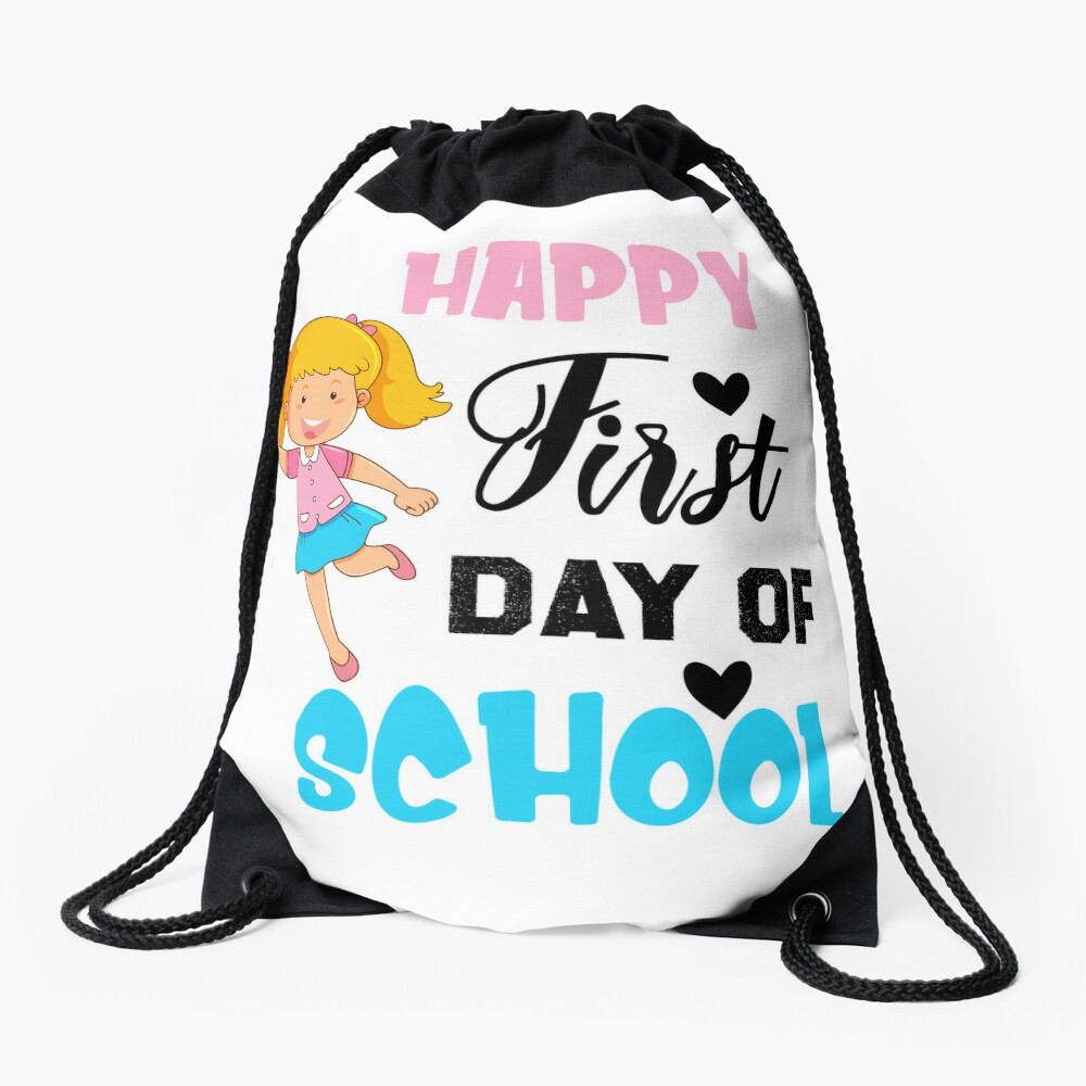 Homepage 17 Happy First Day Of School Vibes Girls Gift Back To School Gift Drawstring Bag DSB923