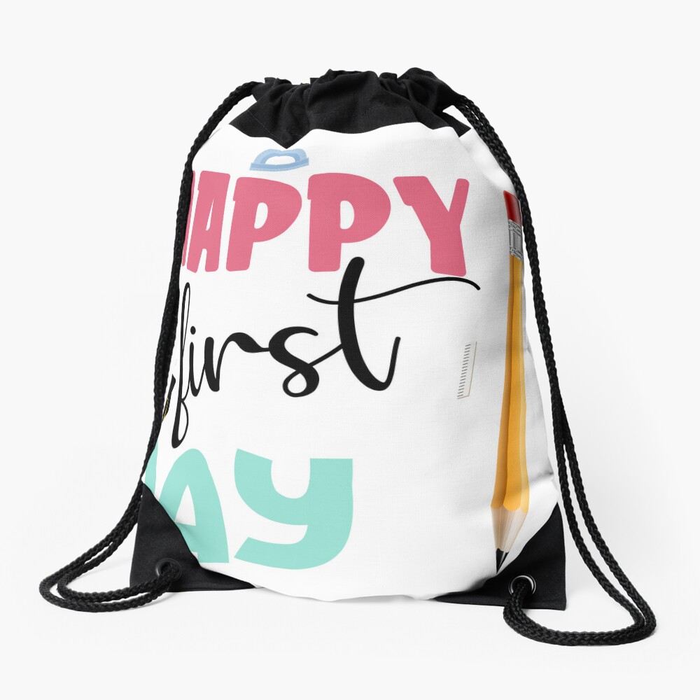 Happy First Day Of School Vibes Kids Gift Back To School Gift Drawstring Bag DSB714