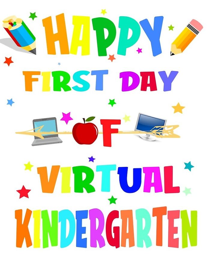 Happy First Day Of Virtual Kindergarten Drawstring Bag DSB1308 1