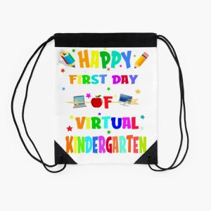 Happy First Day Of Virtual Kindergarten Drawstring Bag DSB1308 2