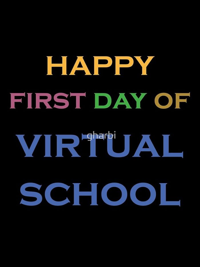 Happy First Day Of Virtual School Drawstring Bag DSB419 1