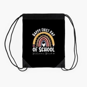 Happy First Day School Rainbow Welcome Back To School Drawstring Bag DSB154 2