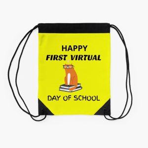 Happy First Virtual Day Of School Drawstring Bag DSB906 2