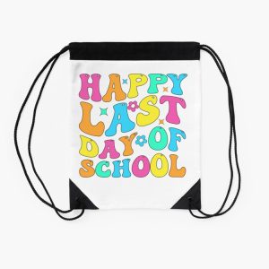 Happy Last Day Of School Graduation Groovy Summer Teacher Student Drawstring Bag DSB685 2
