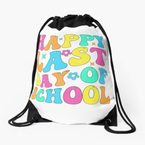 Happy Last Day Of School Graduation Groovy Summer Teacher Student Drawstring Bag DSB685
