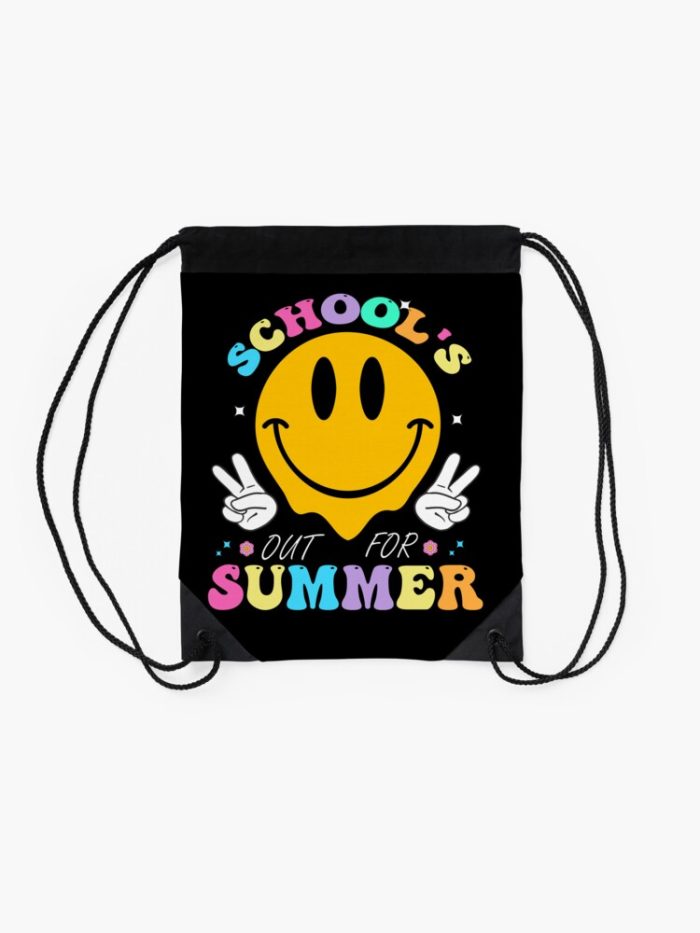 Happy Last Day Of School Graduation Groovy Summer Teacher Student Drawstring Bag DSB693 2