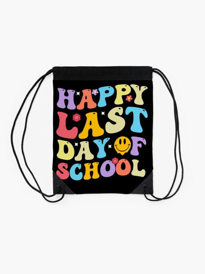 Happy Last Day Of School Graduation Groovy Summer Teacher Student Drawstring Bag DSB723 2