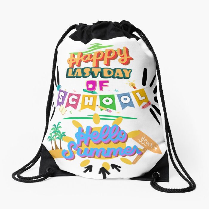 Happy Last Day Of School Hello Summer Drawstring Bag DSB456