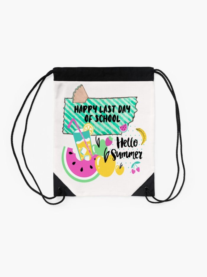 Happy Last Day Of School Hello Summer Drawstring Bag DSB883 2