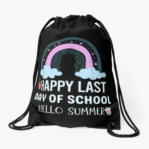 Happy Last Day Of School Hello Summer Graduation Day Students And Teachers Drawstring Bag DSB725