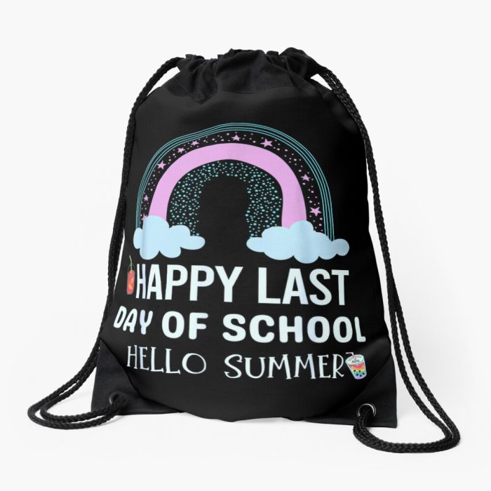 Happy Last Day Of School Hello Summer Graduation Day Students And Teachers Drawstring Bag DSB725
