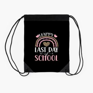 Happy Last Day Of School Hello Summer Students And Teachers Rainbow Drawstring Bag DSB1340 2