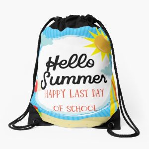 Happy Last Day Of School Hello Summer Teacher Student Drawstring Bag DSB1425