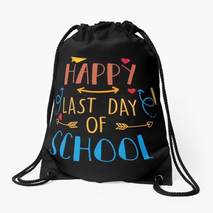 Happy Last Day Of School Student And Teacher Life Drawstring Bag DSB316