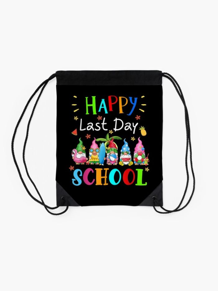 Happy Last Day Of School Teacher Student Graduation Gnomes Drawstring Bag DSB1421 2