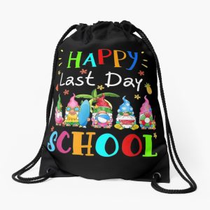 Happy Last Day Of School Teacher Student Graduation Gnomes Drawstring Bag DSB1421