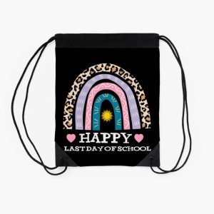 Happy Last Day Of School Teacher Student Graduation Rainbow Drawstring Bag DSB1373 2