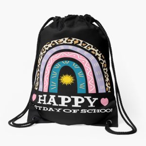 Happy Last Day Of School Teacher Student Graduation Rainbow Drawstring Bag DSB1373
