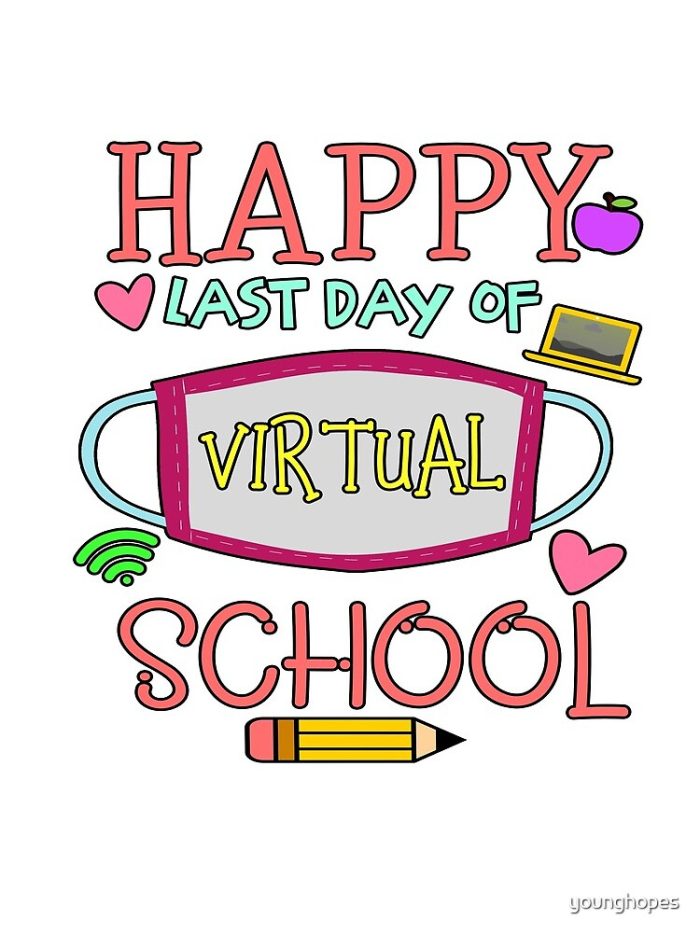 Happy Last Day Of Virtual School End Of School Drawstring Bag DSB671 1