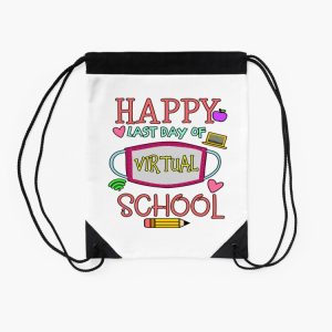Happy Last Day Of Virtual School End Of School Drawstring Bag DSB671 2