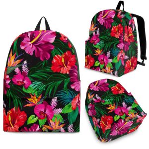 Hawaiian Floral Flowers Pattern Print Back To School Backpack BP736