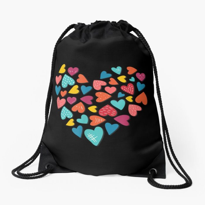 Hearts Kids School Valentines Day Girls Boys Drawstring Bag DSB1123