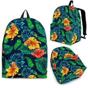 Hibiscus Monstera Hawaii Pattern Print Back To School Backpack BP725