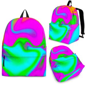 Holographic Neon Liquid Trippy Print Back To School Backpack BP723