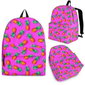 Hot Pink Pineapple Pattern Print Back To School Backpack BP720