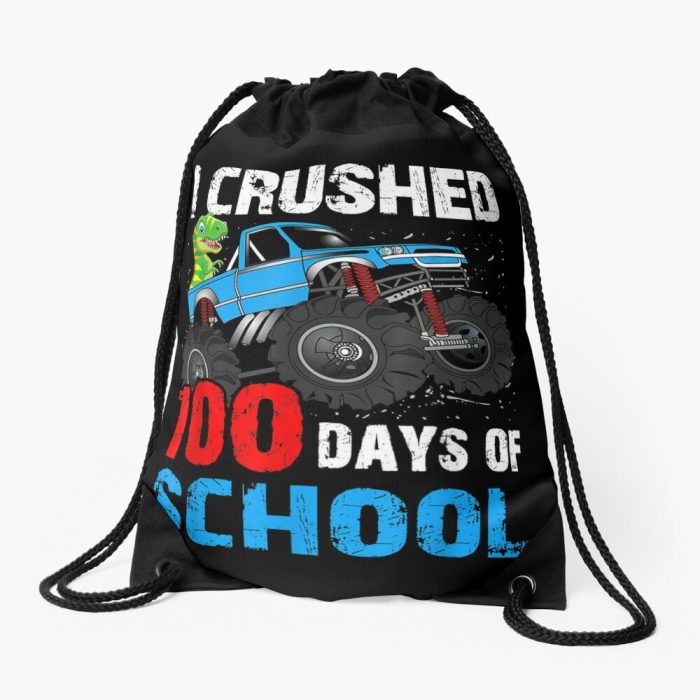 I Crushed 100 Day Of School T Rex Happy Teacher Kids Drawstring Bag DSB1400