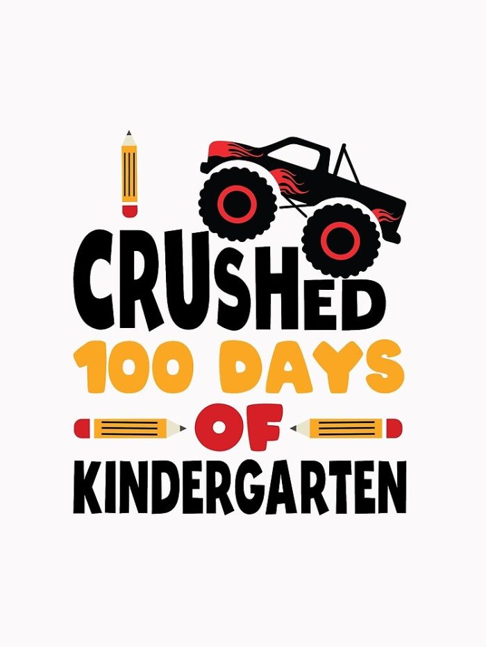 I Crushed 100 Days Of Kindergarten 100 Days Of School Kinder Kids Boys Monster Truck Drawstring Bag DSB1391 1