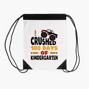 I Crushed 100 Days Of Kindergarten 100 Days Of School Kinder Kids Boys Monster Truck Drawstring Bag DSB1391 2