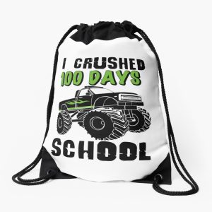 I Crushed 100 Days Of School 100 Days Of School Drawstring Bag DSB1446