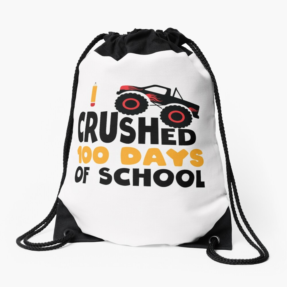 I-Crushed-100-Days-Of-School-100Th-Days-Kids-Boys-Monster-Truck-Drawstring-Bag-DSB1216 I Crushed 100 Days Of School 100Th Days Kids Boys Monster Truck Drawstring Bag DSB1216
