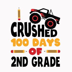 I Crushed 100 Days Of Second Grade 100 Days Of School 2Nd Grade Kids Boys Monster Truck Drawstring Bag DSB1347 1