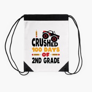 I Crushed 100 Days Of Second Grade 100 Days Of School 2Nd Grade Kids Boys Monster Truck Drawstring Bag DSB1347 2