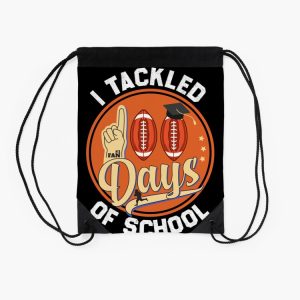 I Tackled 100 Day Of School Football Vintage 100Th Day Drawstring Bag DSB1404 2