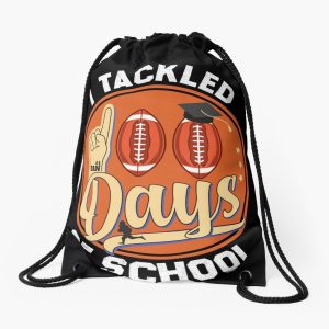 I Tackled 100 Day Of School Football Vintage 100Th Day Drawstring Bag DSB1404