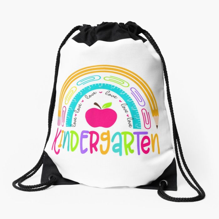 Kindergarten Teacher Rainbow First Day Of Back To School Drawstring Bag DSB131
