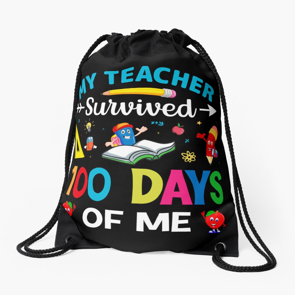 Leopard Rainbow 100 Days Of School Cute 100 Days Gift For Teacher Drawstring Bag DSB774