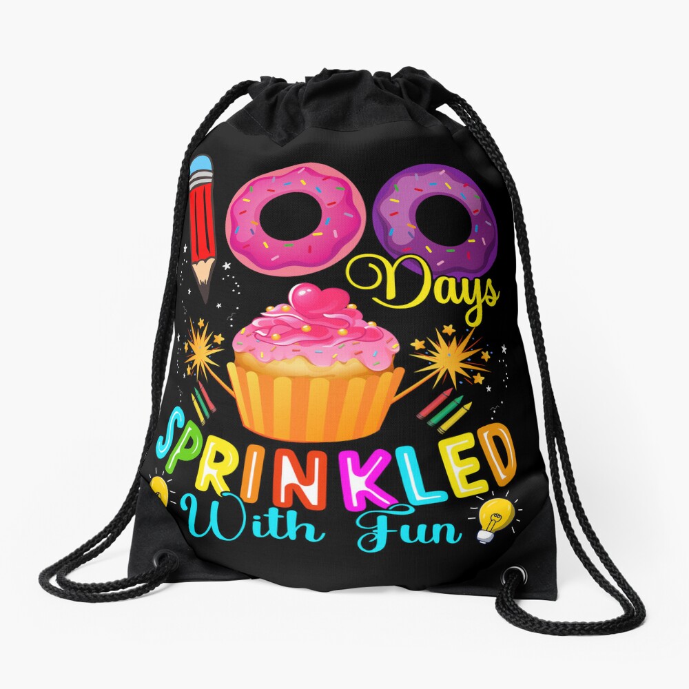Leopard Rainbow 100 Days Of School Cute 100 Days Gift For Teacher Drawstring Bag DSB779